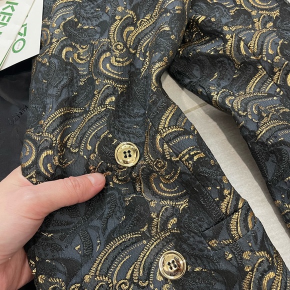 Vintage KENZO Paris Black & Gold Jacquard Brocade Blazer – EU 36 - Picture 3 of 8